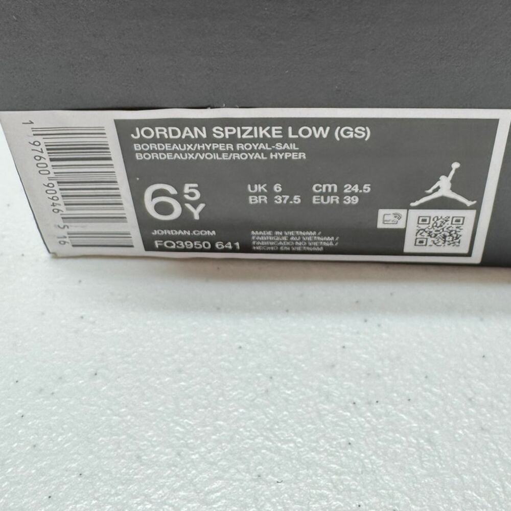 Nike Air Jordan Spizike Low GS Bordeaux Hyper Royal Sail Kids size 6.5Y NIB - Picture 9 of 11
